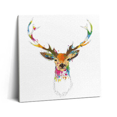 Obraz canvas 60x60 cm Barevná ilustrace s hlavou jelena