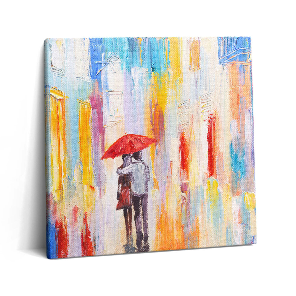 Obraz na plátně 60x60 cm Koncept abstraktního světa - pár v dešti