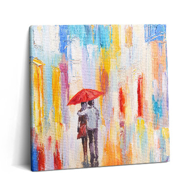 Obraz na plátně 60x60 cm Koncept abstraktního světa - pár v dešti