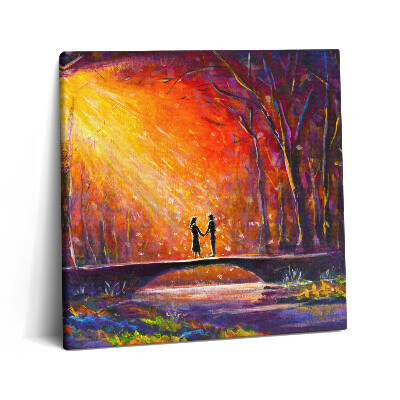 Obraz canvas 60x60 cm Zamilovaný pár malovaný akvarelem
