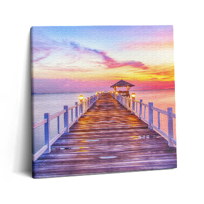 Obraz z fotografie na plátně 60x60 cm Zalesněný most v přístavu