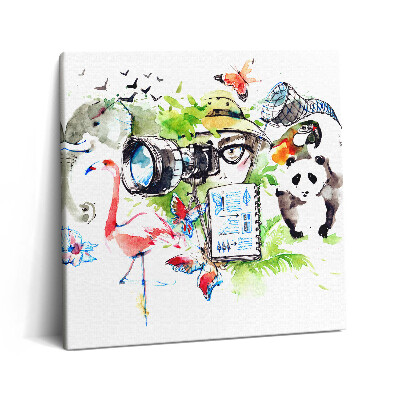 Obraz canvas 60x60 cm Akvarel zvířecí příroda a zoolog