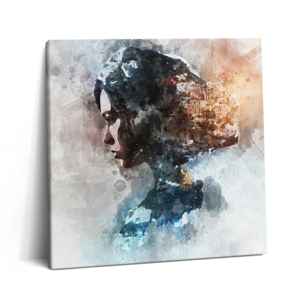 Obraz z fotografie na plátně 60x60 cm Abstraktní malovaný portrét ženy