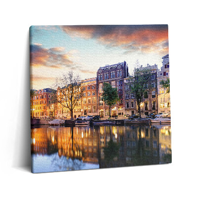 Obraz na plátně 60x60 cm Domy Amsterdam Nizozemsko
