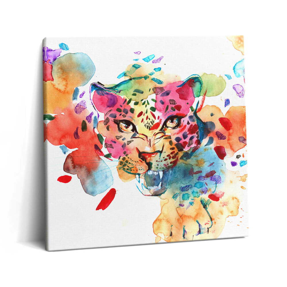 Obraz z fotografie na plátně 60x60 cm Divoká kočka Barevná abstrakce