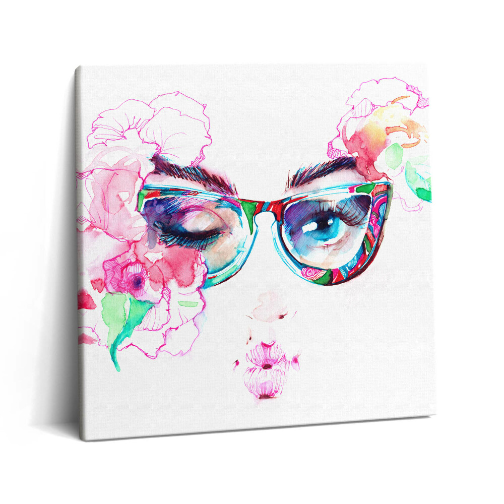 Obraz z fotografie na plátně 60x60 cm Tvář ženy s brýlemi