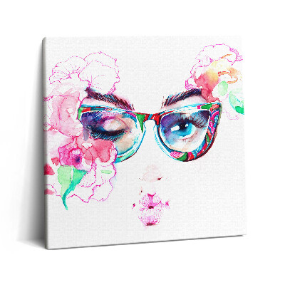 Obraz z fotografie na plátně 60x60 cm Tvář ženy s brýlemi