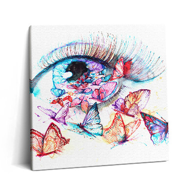 Obraz na plátně 60x60 cm Barevné malované oči a motýli