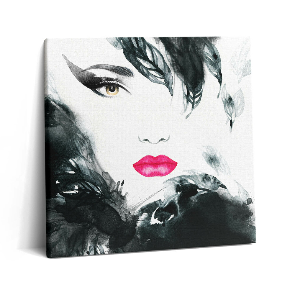 Obraz na plátně 60x60 cm Portrét ženy s červenými rty