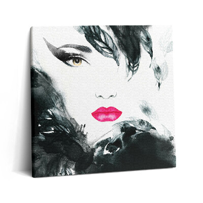 Obraz na plátně 60x60 cm Portrét ženy s červenými rty