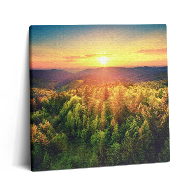 Obraz na plátně 60x60 cm Západ slunce nad zalesněnými kopci