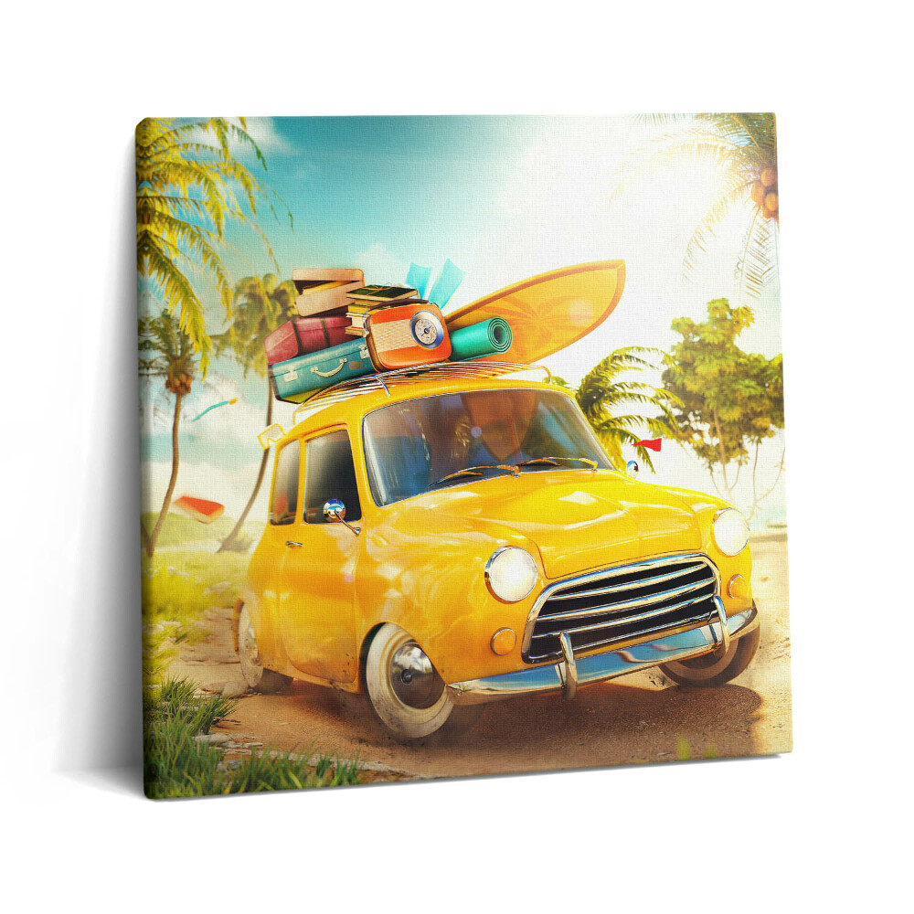 Obraz z fotografie na plátně 60x60 cm Auto se surfovacím prknem