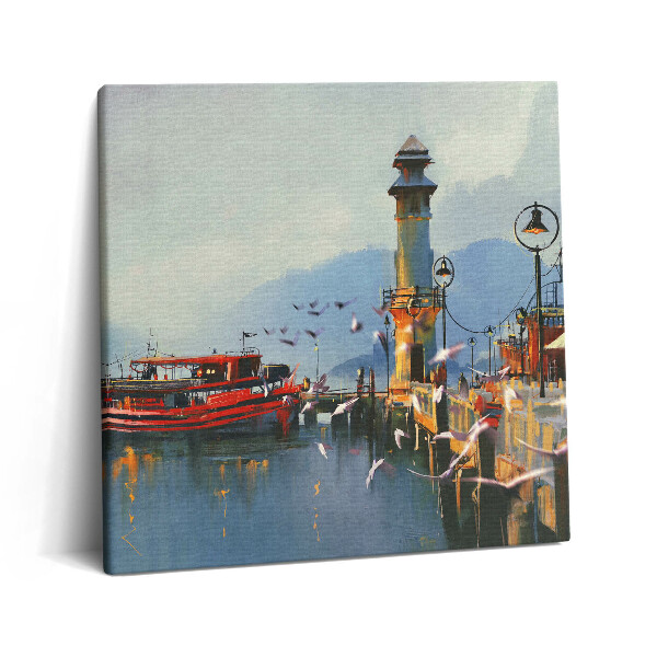 Obraz na plátně 60x60 cm Rybářská loď v přístavu
