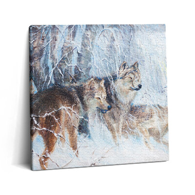 Obraz canvas 60x60 cm Kresba vlků v lese