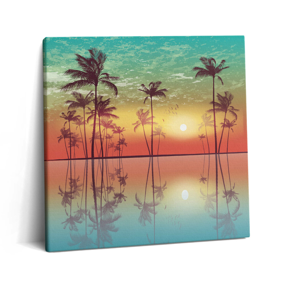 Obraz canvas 60x60 cm Tropické palmy při západu slunce