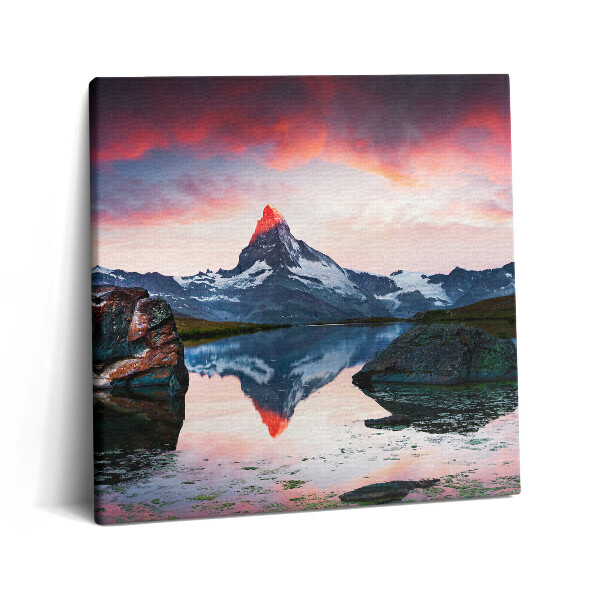 Obraz z fotografie na plátně 60x60 cm Stelliské jezero Matterhorn