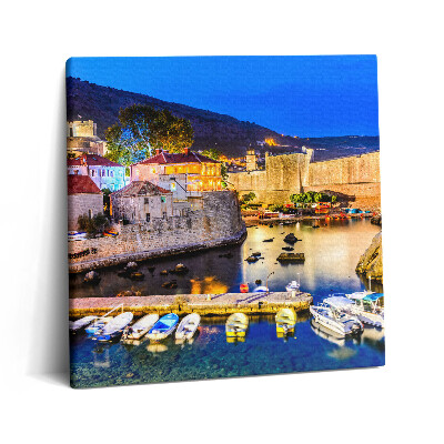 Obraz z fotografie na plátně 60x60 cm Starý městský záliv v noci