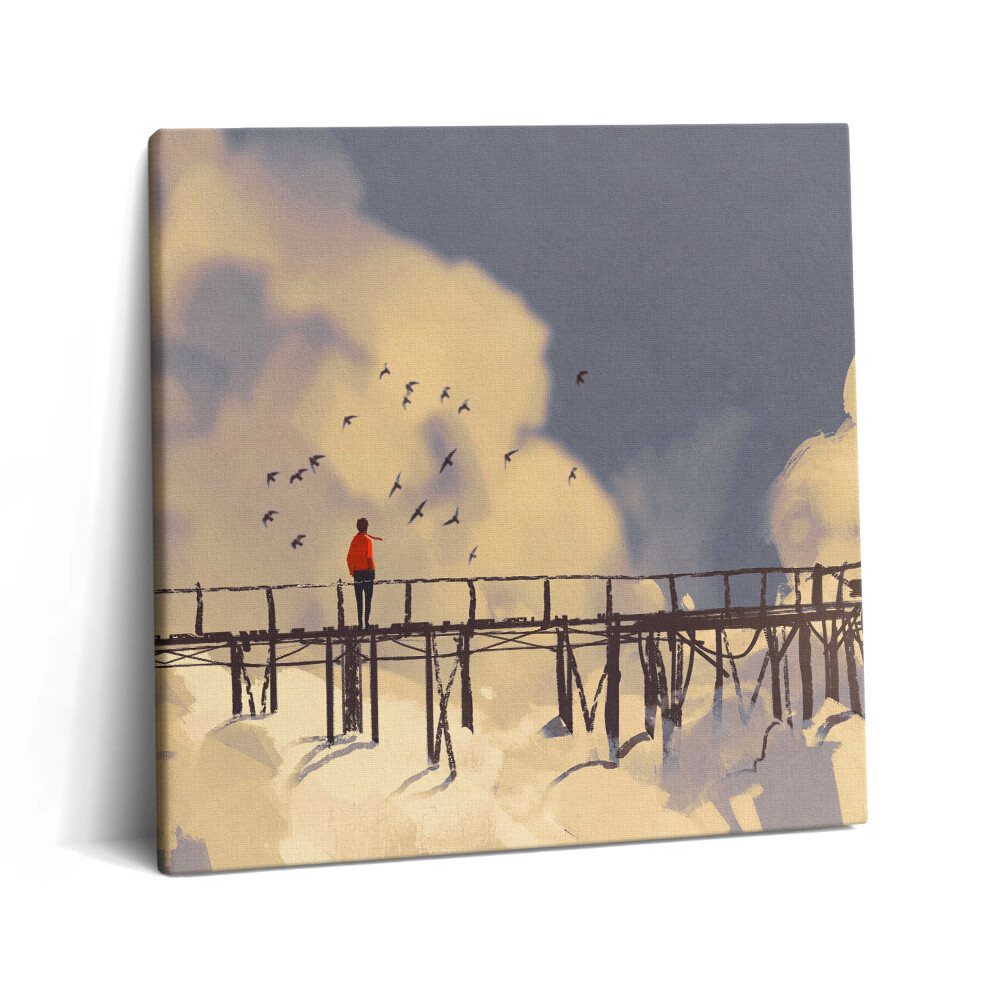 Obraz z fotografie na plátně 60x60 cm Muž na starém mostě