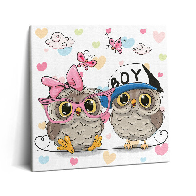 Obraz canvas 60x60 cm Dvě roztomilé sovy