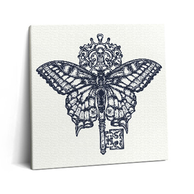 Obraz canvas 60x60 cm Motýl a klíč ve stylu boho