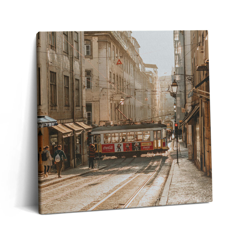 Obraz canvas 60x60 cm Pohled na Lisabon a tramvaj