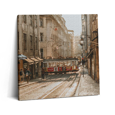 Obraz canvas 60x60 cm Pohled na Lisabon a tramvaj