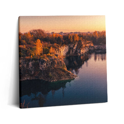 Obraz na plátně 60x60 cm Krakovské jezero Zakrzówek na podzim