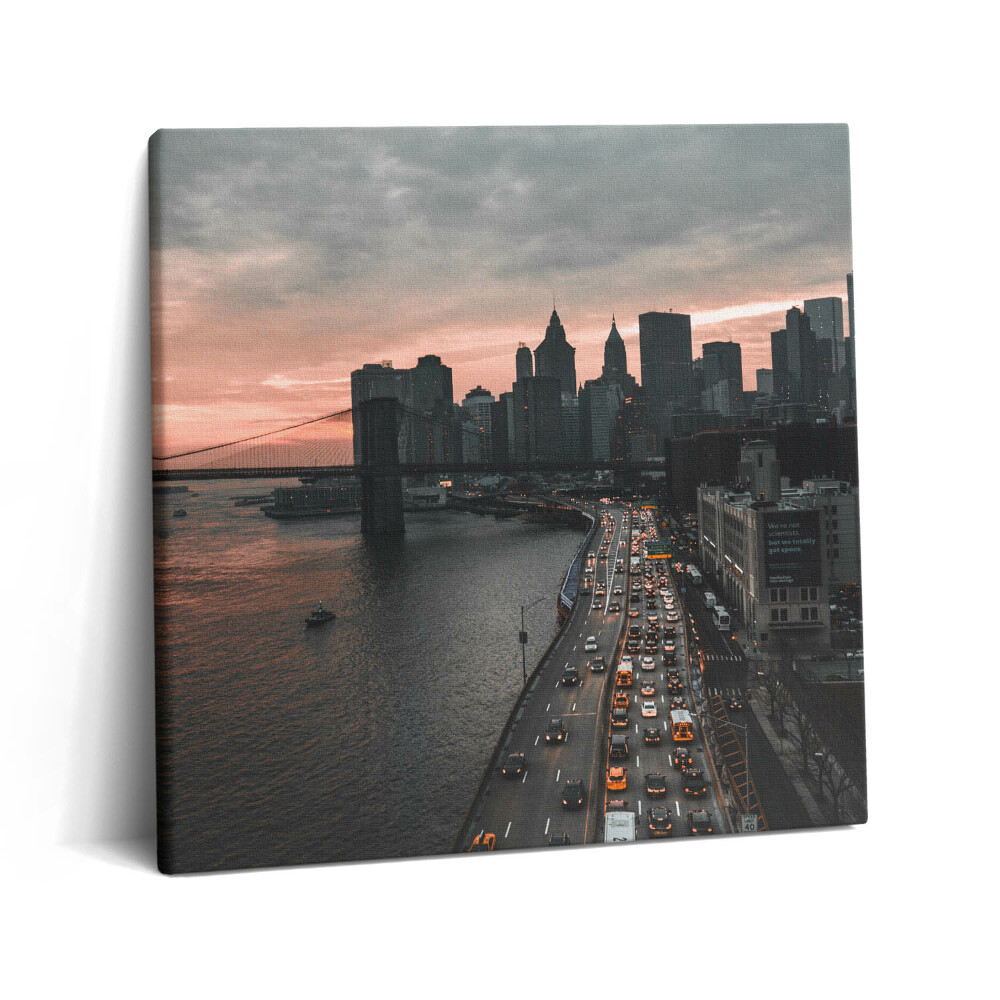 Obraz na plátně 60x60 cm Letecký pohled na město za úsvitu