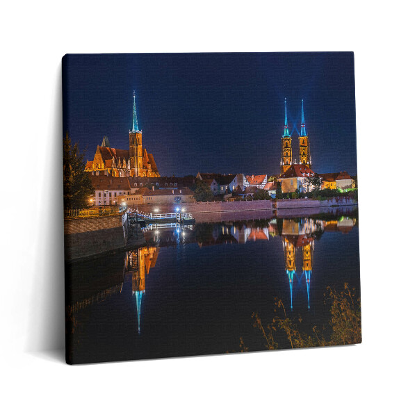 Obraz canvas 60x60 cm Vratislavská katedrála v noci