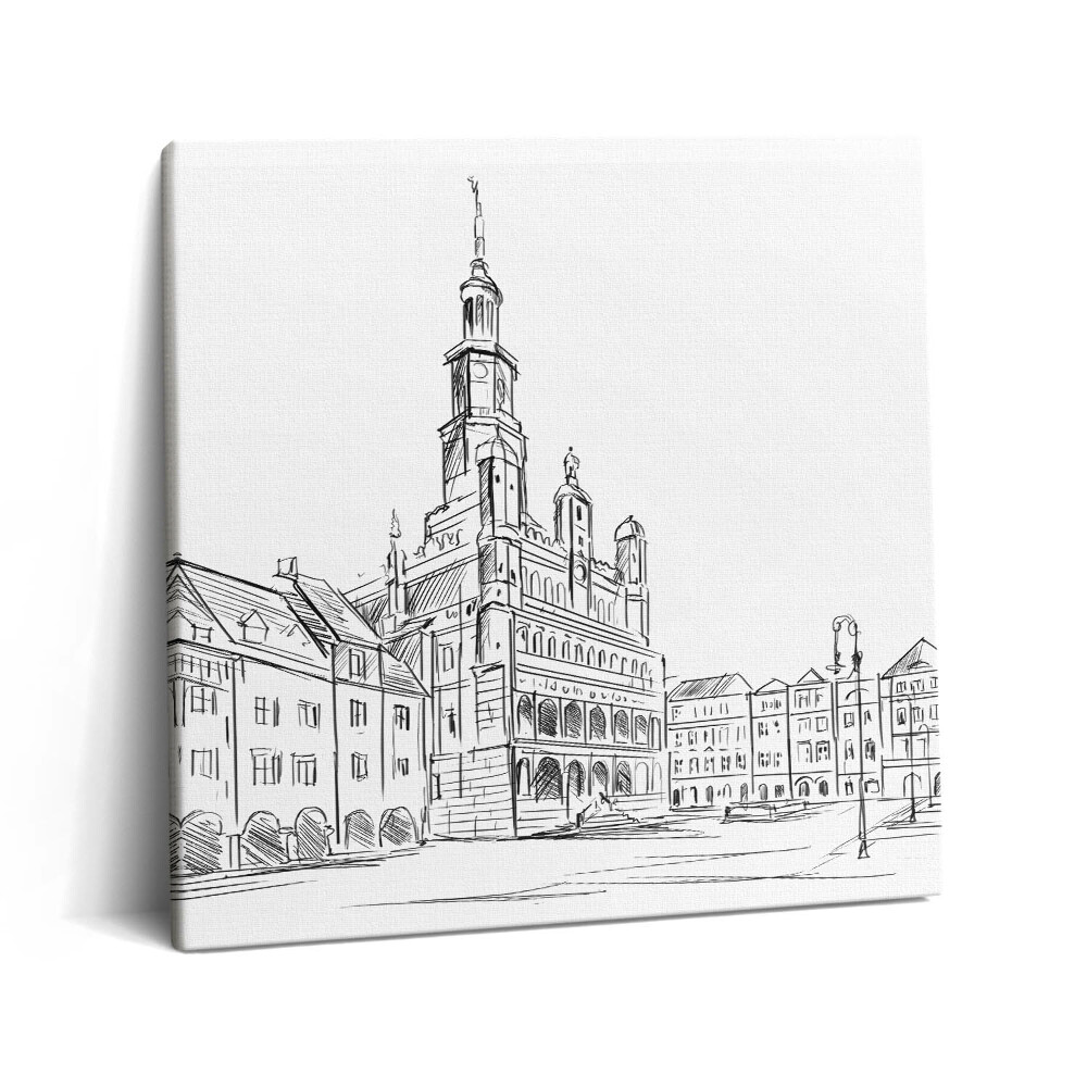 Obraz na plátně 60x60 cm Obrys starého města Poznaně