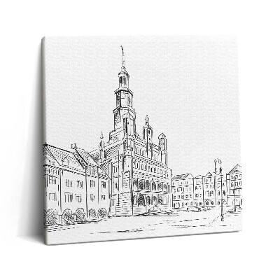Obraz na plátně 60x60 cm Obrys starého města Poznaně