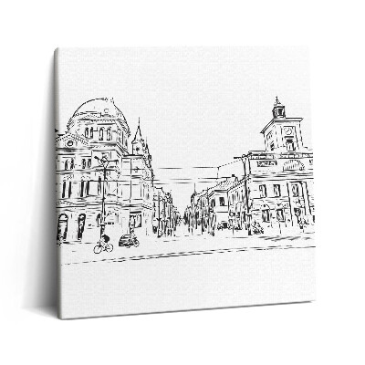Obraz canvas 60x60 cm Ilustrace starého města Poznaně