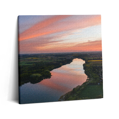 Obraz z fotografie na plátně 60x60 cm Letecký pohled na jezero