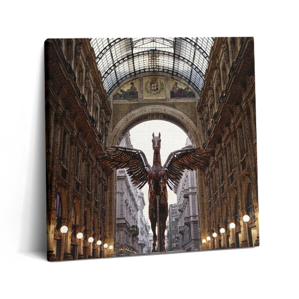 Obraz z fotografie na plátně 60x60 cm Pomník koně v Miláně