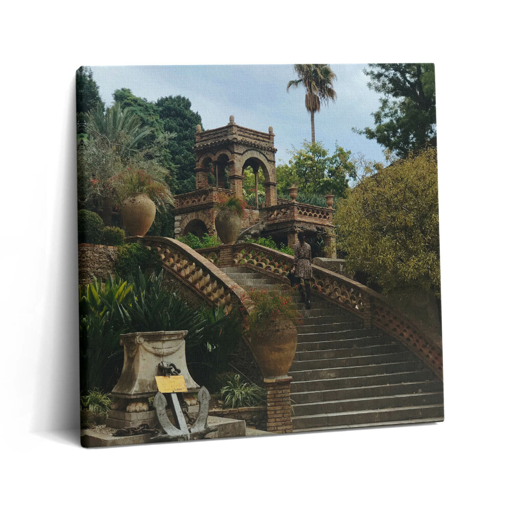 Obraz z fotografie na plátně 60x60 cm Park Villa Comunale di Taormina Itálie