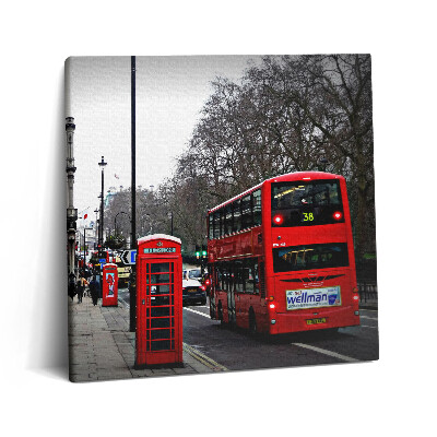 Obraz canvas 60x60 cm Anglický autobus a telefonní budka