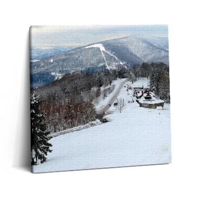 Obraz z fotografie na plátně 60x60 cm Slezské Beskydy Ustroń zima