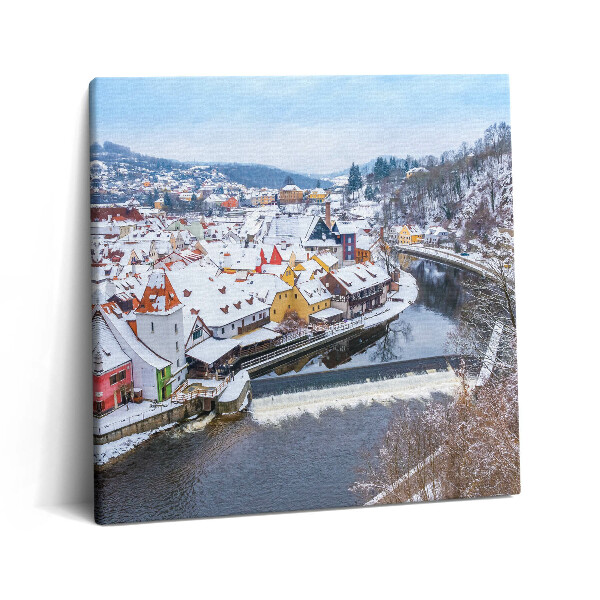 Obraz canvas 60x60 cm Panorama Krumlova v zimě