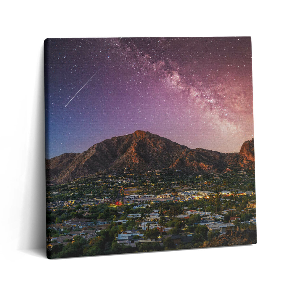 Obraz na plátně 60x60 cm Hory s galaxií na obloze