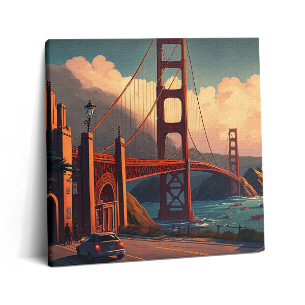 Obraz canvas 60x60 cm Ilustrace mostu v San Franciscu