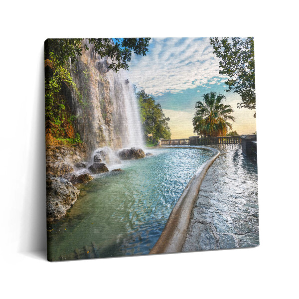 Obraz na plátně 60x60 cm Vodopád v zámeckém parku Colline du Chateau