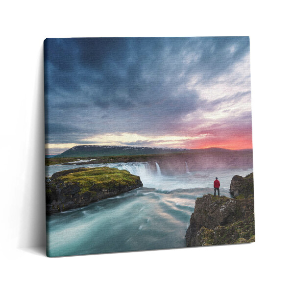 Obraz na plátně 60x60 cm Krajina s vodopádem Godafoss