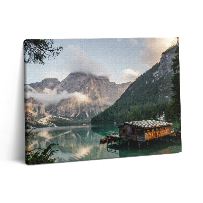 Obraz canvas 80x60 cm Horský dům u jezera