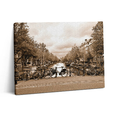 Obraz canvas 80x60 cm Pohled na Amsterdam na kole