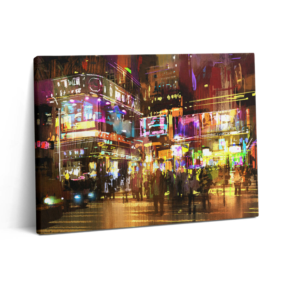 Obraz na plátně 80x60 cm Ilustrace nočního města - moderní ulice