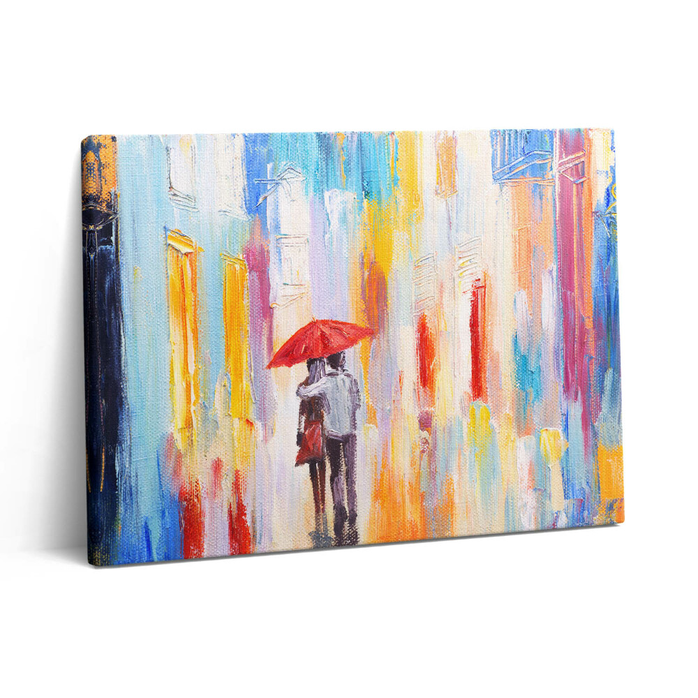 Obraz z fotografie na plátně 80x60 cm Koncept abstraktního světa - pár v dešti