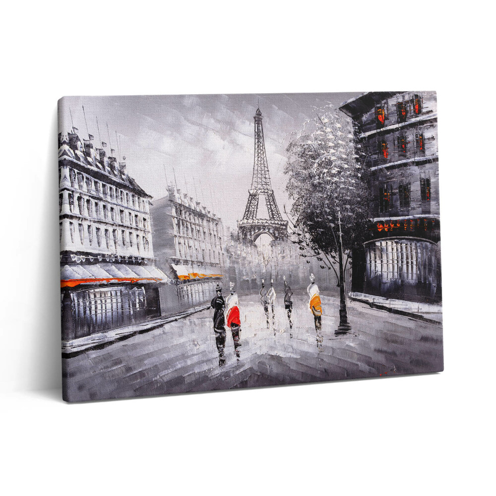 Obraz na plátně 80x60 cm Pohled na Eiffelovu věž na ulici v Paříži