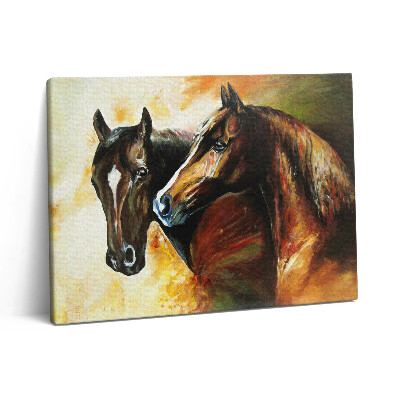 Obraz canvas 80x60 cm Dva koně malovaní vodovými barvami