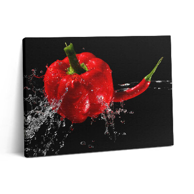 Obraz canvas 80x60 cm Červené papriky ve vodě