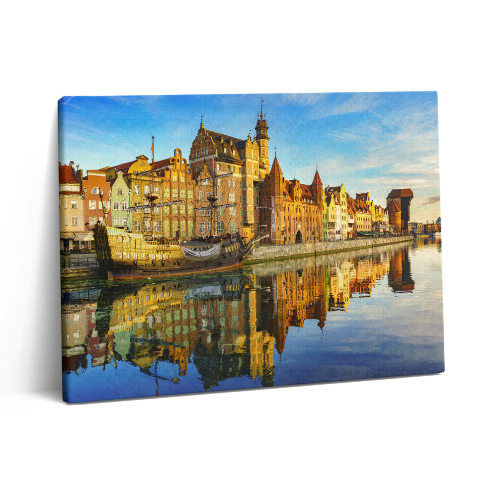 Obraz z fotografie na plátně 80x60 cm Gdaňsk Řeka Motlawa